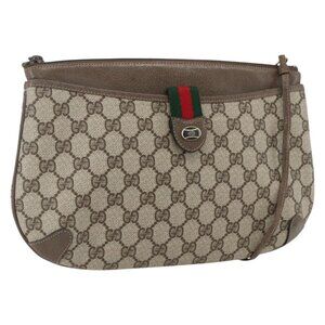 Authentic GUCCI GG Supreme Web Sherry Line Shoulder Bag PVC Beige 39 02 026